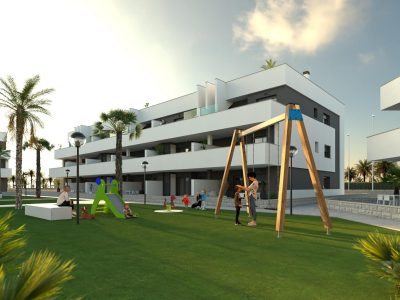 New-build gated apartment complex with lagoon views in Guardamar del Segura, Costa Blanca South