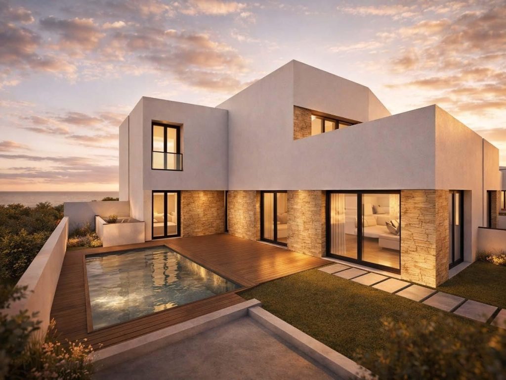 Modern new-build quad bungalow in Bigastro with private garden and large terrace in a gated community